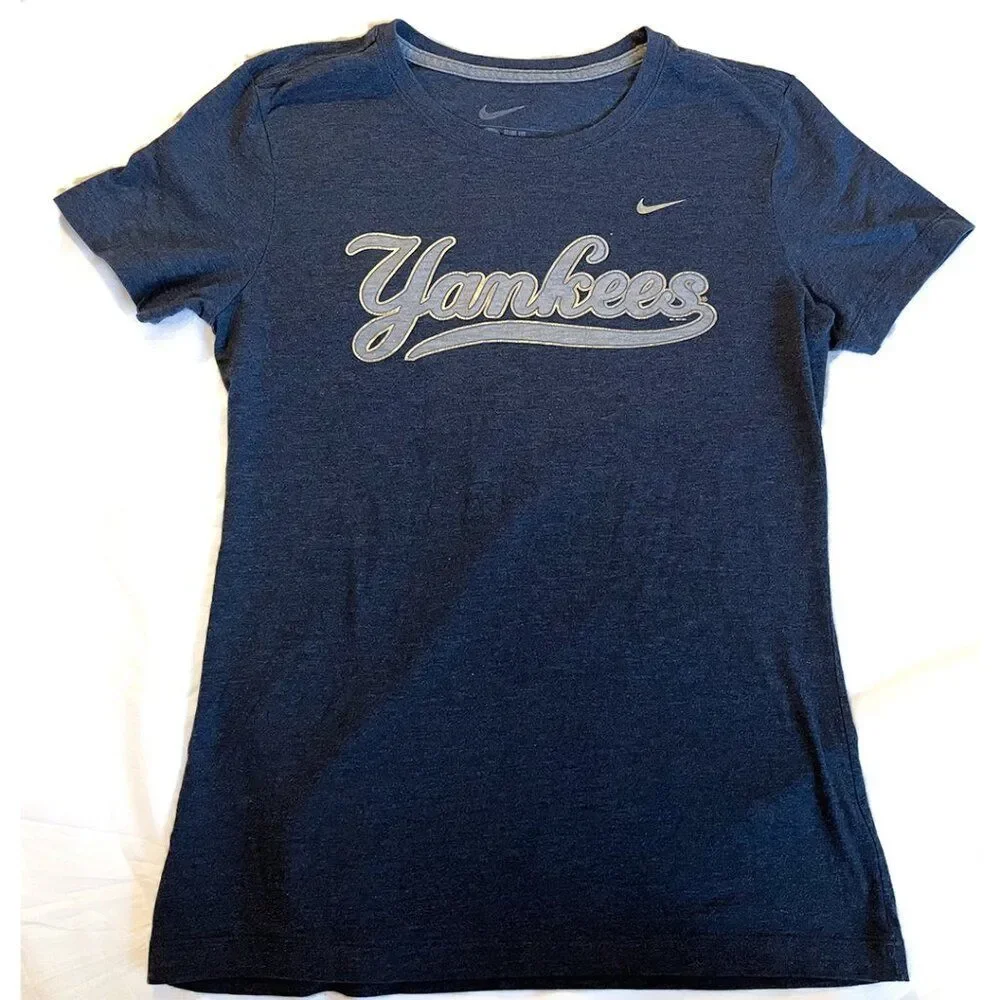 MLB Nike NY Yankees T Shirt | Bleach Effect Logo Short Sleeve Tee